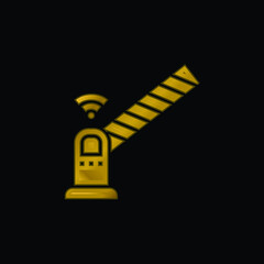 Barrier gold plated metalic icon or logo vector