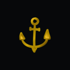 Fototapeta premium Anchor gold plated metalic icon or logo vector