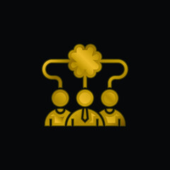Brainstorming gold plated metalic icon or logo vector