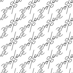 Love text Seamless pattern. Text backgrounds applicable in printing, textiles, art objects, clothing, wallpaper.