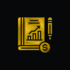 Book gold plated metalic icon or logo vector