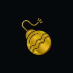 Bomb gold plated metalic icon or logo vector