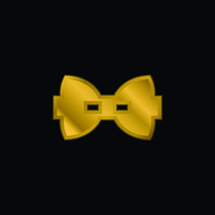 Bow gold plated metalic icon or logo vector