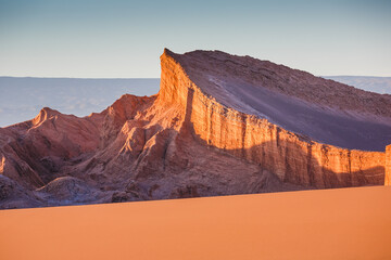 Moon Valley in Atacama Desert at sunset, Chile