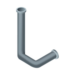 Isometric pipe. Water tube or pipeline for oil or gas industry tube construction. Plastic plumbing system in 3d. Piece of pipe