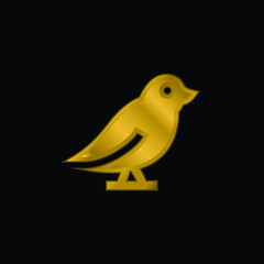 Bird gold plated metalic icon or logo vector