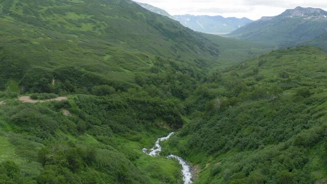 The Calm Waterfall on Kamchatka Peninsula, Russia
