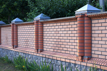 brick wall country house ornament perspective turrets cone © Tetiana Petrus