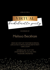 Virtual Bachelorette Invitation | Virtual Hen Party Invitation | Lockdown Bachelorette Zoom Party Vector Invite