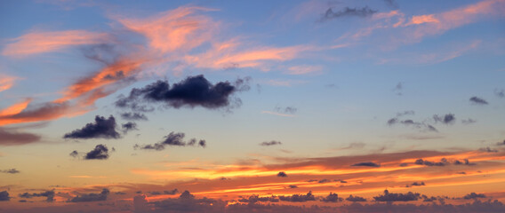 Beautiful colored cloudy evening sky.  Abstract sky background.