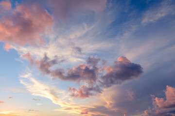 Beautiful colored cloudy evening sky.  Abstract sky background.