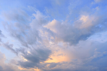 Beautiful colored cloudy evening sky.  Abstract sky background.
