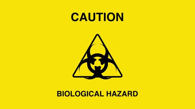 Caution Biohazard Symbol Sign Animation on White Background and Green Screen