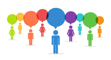 Fototapeta premium speech bubble and people, communication concept, vector illustration