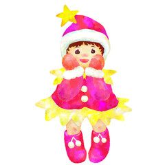 クリスマス　小人　手描き　水彩