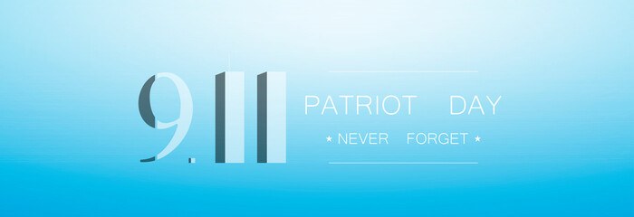 Patriot's Day and two towers on a blue background, we will never forget this day. 