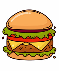 Vector hamburger isolated on white background