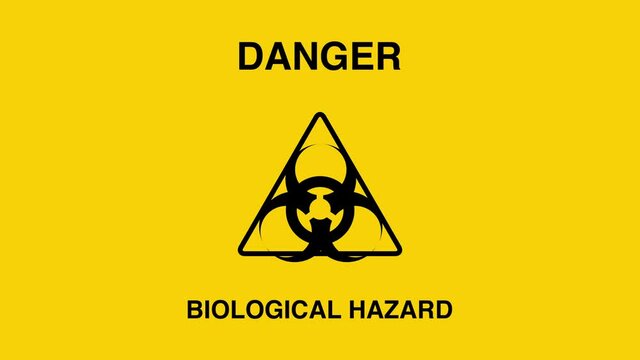 Danger Biohazard Symbol Sign Animation on White Background and Green Screen