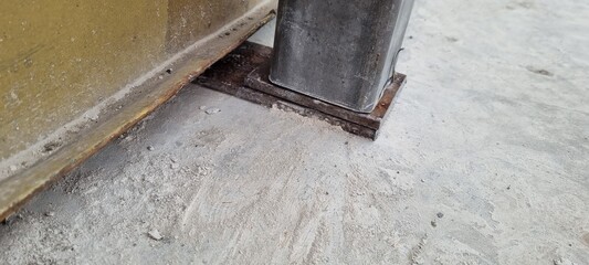 Containers in the field. Welder during work