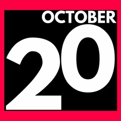 October 20 . Modern daily calendar icon .date ,day, month .calendar for the month of October