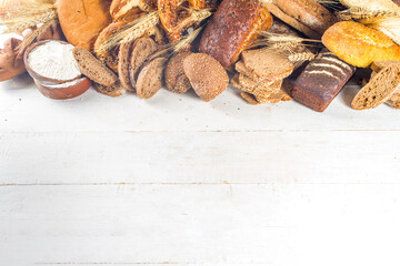 Assortment of baked bread and pastry