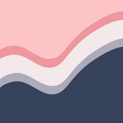 Abstract retro style illustration of blue and pink waves with stripes decoration