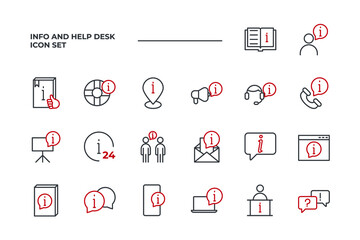 Info and Help set icon, isolated Info and Help set sign icon, vector illustration