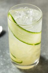 Cold Boozy Cucumber Collins Cocktail