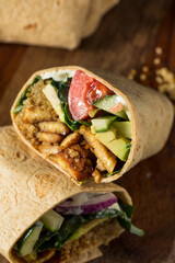 Healthy Vegan Tempeh Veggie Wrap