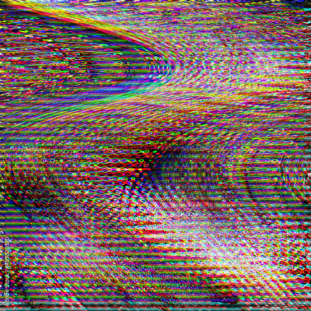 Wall mural glitch tv psychedelic noise background old screen error digital pixel noise abstract design. photo g