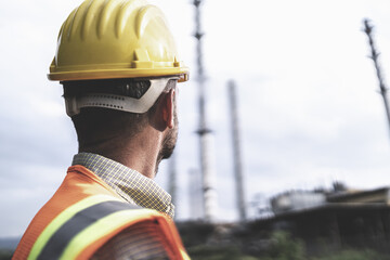 Closeup of an engineer on the construction site.