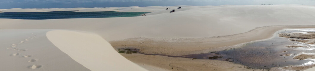 Fototapeta na wymiar Lencois Maranhenses national park, Brazil. Dunes and lagoons, paradise tourist destination