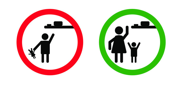 Stick Man Sign, Keep Out Of The Reach, Keep Away From Children Or Store In A Place Inaccessible To Children. Vector Illustration. Flat Vector Stickfigure Pictogram