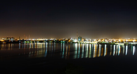 Jansen Lagoon in the city of Sao Luis, Maranhao, Brazil. nightscape, light reflections