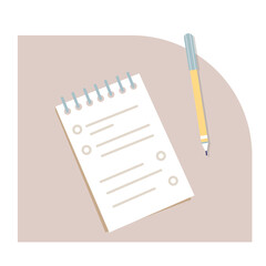 Vector notepad and pencil.