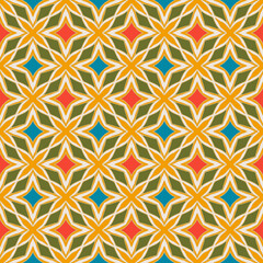 Seamless pattern with Geometric motifs in 6 colors