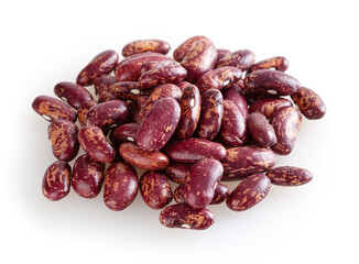 Heap of red pinto beans isolated on white background