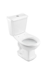 Simple white ceramic toilet seat without cover, isolated 