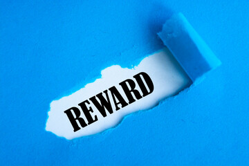 Reward text appearing behind blue color paper