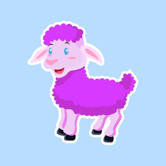 little lamb with purple mohawk hair