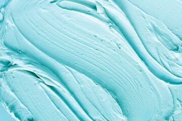 Blue cream texture. Protection and nutrition of the facial skin. Macro. 