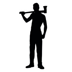  Silhouette Of Lumberjack With Ax
