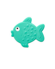 Bath time happy green fish sticker isolated