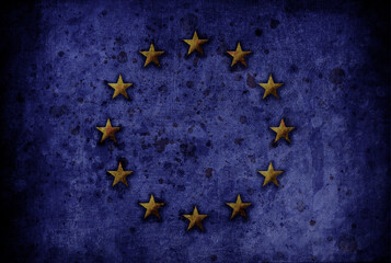 European Union flag with rustic effect