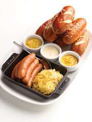 Hot dogs with pretzel rolls