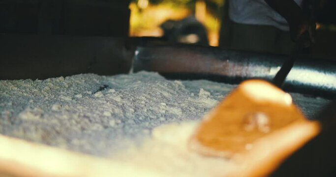 Making manioc flour. "Serras Gerais" in the state of Tocantins in Brazil