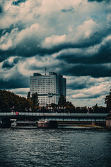 Fototapeta premium rainy weather and thunderstorms over the city