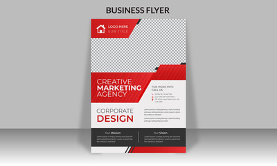 Corporate business flyer design and digital marketing agency brochure cover template with photo Free Vector