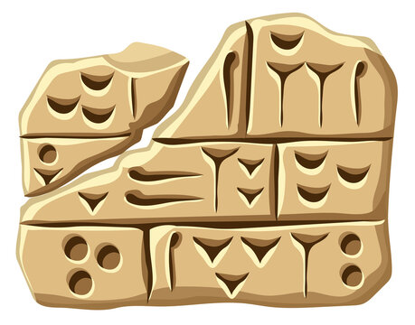 Akkadian cuneiform, assyrian and sumerian writing. Old script alphabet babylon in mesopotamia carved on clay or stone. Language of ancient civilization middle east.