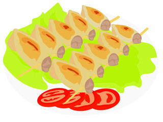 Steamed and grilled stuffed squid